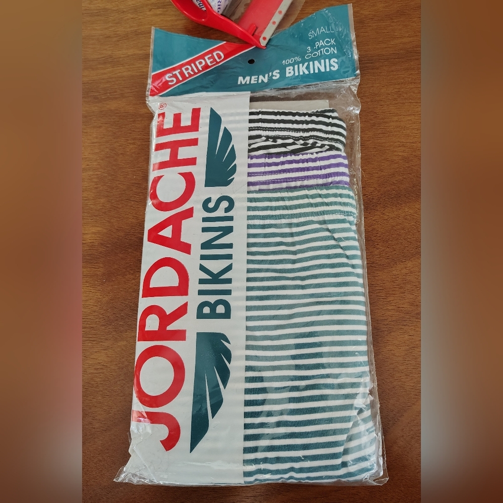 Jordache Men's Bikinis, Green Purple and White Underwear Striped Design 3Pack